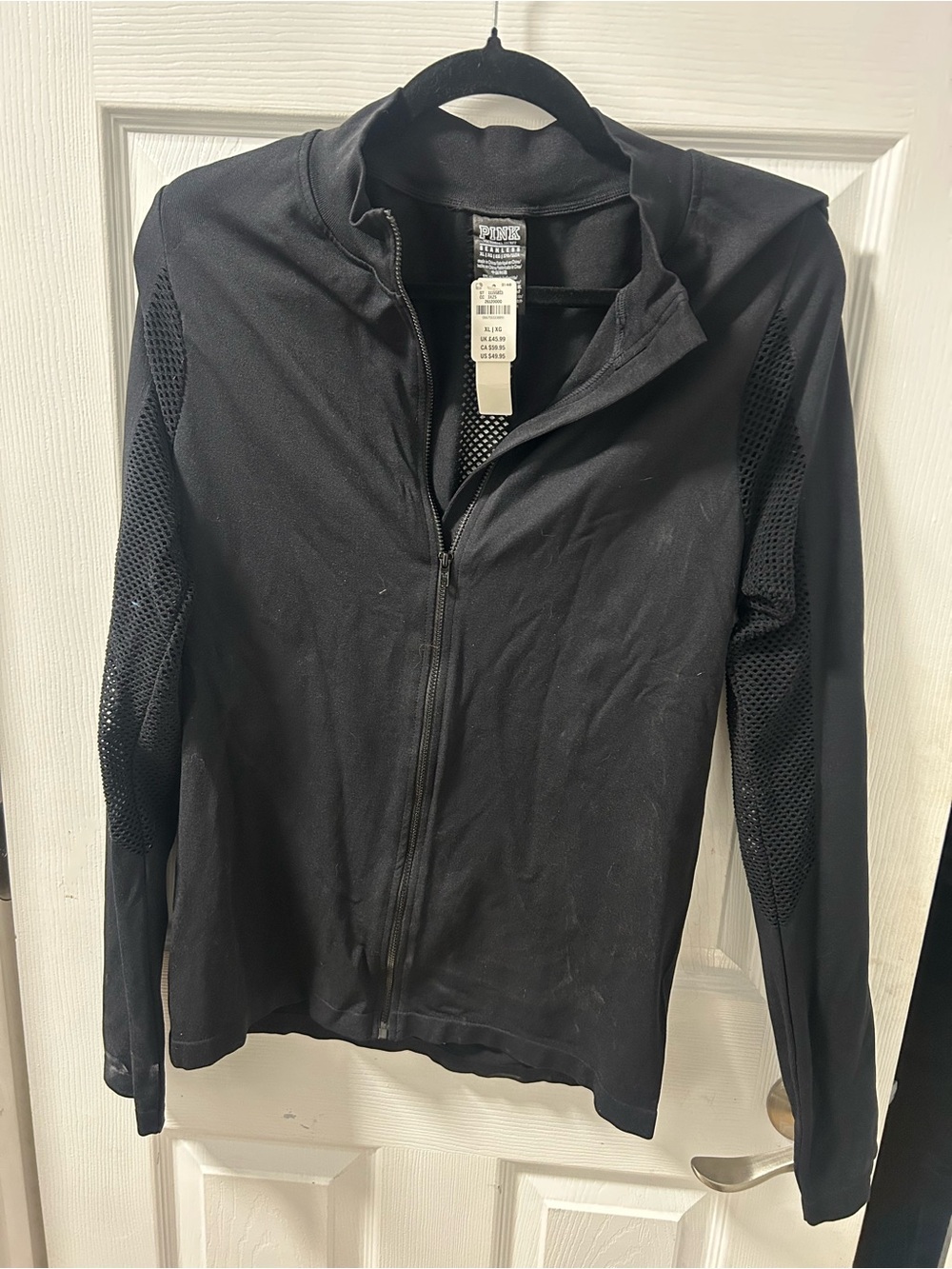 PINK Victoria's Secret Black Seamless Zip Jacket NWT XL